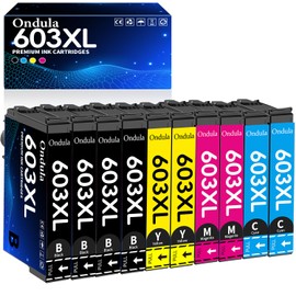 Ondula 603XL Printer Cartridges Compatible with Epson 603 XL Cartridges Pack of 10, for Expression Home XP-2100 XP-2105 XP-3100 XP-3105 XP-4100 XP-4105, Workforce WF-2810 WF-2830 WF-2835 WF-2850