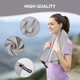 Rorola Microfiber Camping Towel, Travel Towel, Quick Dry Towel, Beach Towel, Lightweight Sport Towels [2-Pack] for Gym Sport Yoga Golf Camping Swimming Hiking Backpacking, Set 30*60'' & 16*32''Grey