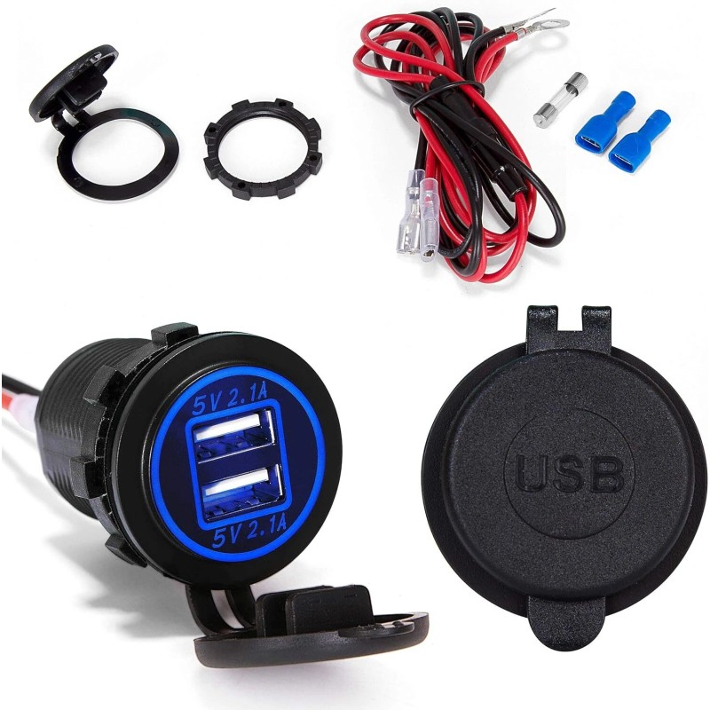 Ginsco Dual Usb Car Charger Adapter 12V 4.2A With Inline