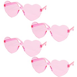 4 Pack Heart Shaped Sunglasses Pink Heart Shaped Sunglasses for Women Men Rimless Fun Heart Sunglasses Cute Sun Glasses
