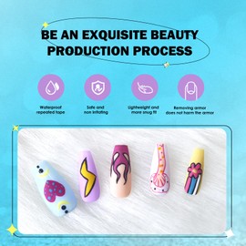 Cihcshe Handmade Press on Nails, Matte Coffin Press on Nails Hand-Painted Tip, Reusable 10PCS Fake Nails, Advanced Custom Press Ons for Women