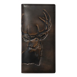 House of Jack Co. Deer Long Bifold Wallet for Men and Outdoorsmen, Rodeo Wallet, Full Grain Cowhide Leather Wallet, Black