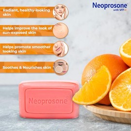 NEOPROSONE Jabón en Barra Limpiador con Vitamina C para Rostro y Cuerpo, Aclarante, Despigmentante, Ayuda a Reducir Manchas e Imperfecciones, para Tod