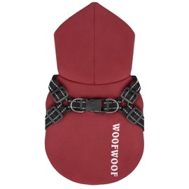 Teumessian Dog Raincoat,Dog Raincoats for Small Dogs with,Waterproof and Reflective,Hooded Adjustable Rain Jacket,Red,L