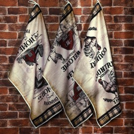 Bencailor 6 Pcs Rooster Kitchen Towels Farmhouse Vintage Dish Towels Farm Hand Towels 16 x 24 Inch Tea Towels for Cooking Baking Housewarming(Gray, Barn Farm)