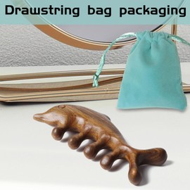 Generic Natural Wood Wide Tooth Hair Comb Head Scalp Massage No Static Green Sandalwood Hair Pick Wooden Comb for Women Men Kids Hair Neck Hands Legs Caring Tool (Cute Dolphin), Brown