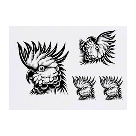 Azeeda 4 x 'Kakadu' Temporäre Tattoos - Wasserfest, Hautfreundlich & Ungiftig · Transfers in Verschiedenen Größen (TO00083188)