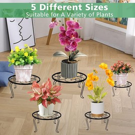 HAINARverS Metal Plant Stands 5-Pack, Heavy Duty Rustproof Iron Corner Flower Pot Stand Holder,Round Supports Display Rack Tiered Plant Stand Shelf For Indoor And Outdoor Multiple (White)