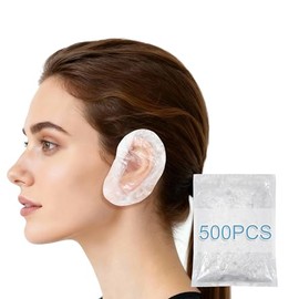 Paquete de 500 fundas desechables para las orejas para la ducha, impermeables, protectores para teñir el cabello y uso en salones, spa, hotel, hogar, 