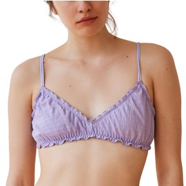 FREELASS Women's Wireless Bralette, Comfort Full Coverage Wavy Bra for AA-BCup Purple