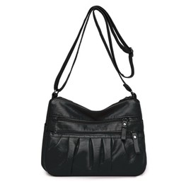 LassZone Crossbody Bag for Women Soft PU Leather Handbags Ladies Waterproof Shoulder Bag Travel Satchel Purse Multi-Pocket Casual Messenger Bag