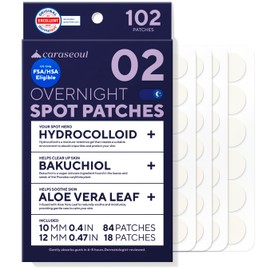 caraseoul Parches para Nocturnos Antiacné – Hidrocoloide Más Grueso y con Mayor Adhesión, Bakuchiol y Aloe Vera, Cuidado Coreano, Testado Dermatológicamente, 2 Tamaños (10, 12 mm) [102 Unidades]
