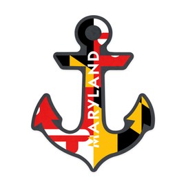 Die Cut Sticker Maryland, Anchor and Flag, Contour Vinyl Sticker 1 to 3 inches (Waterproof Decal for Cars, Water Bottles, Laptops, Coolers), Small