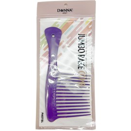 Donna Jumbo Rake Comb - Wide Tooth Comb for Curls - Professional Hair Detangling Tool with Comfortable Grip - Ideal for Thick, Curly Hair - Durable, Lightweight Design for Daily Use (PURPLE)