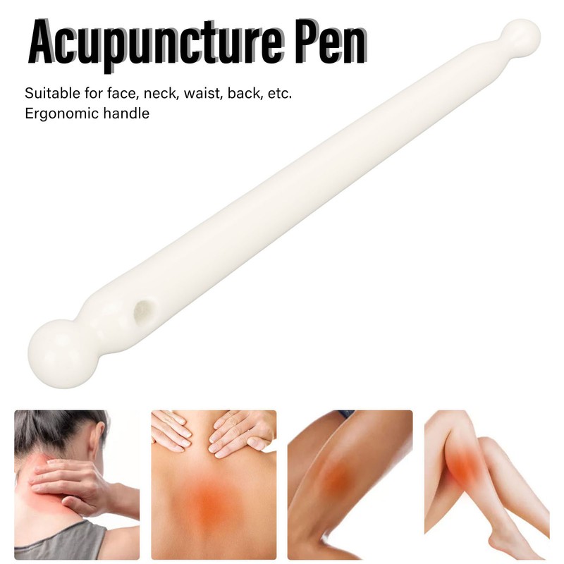 Manual Acupuncture Pen White Ceramic Face Body Acupressure Bar Deep