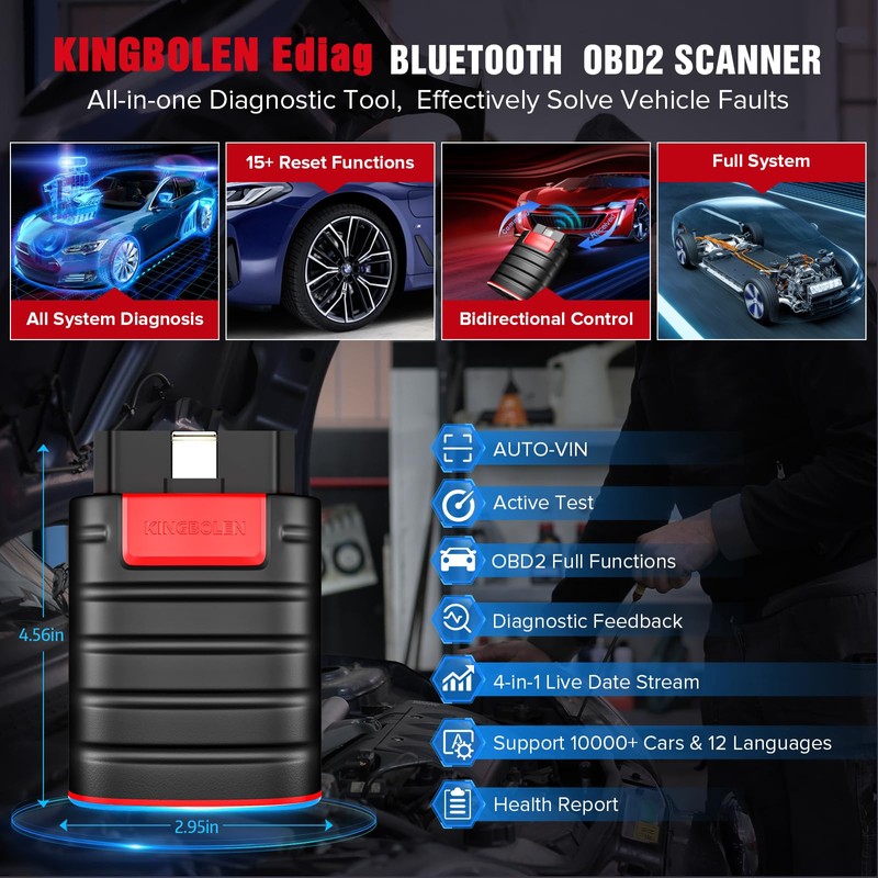 KINGBOLEN Ediag OBD2 Scanner Bluetooth, Bidirectional Scanner All System Diagnostic