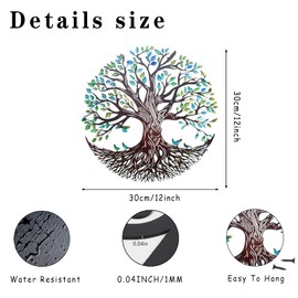 Zoihet Metal Wall Decor Tree of Life Wall Art Silhouette Outdoor Wall Art for Your Garden Fence Patio Balcony