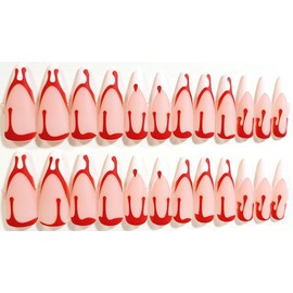 The Vampyre Was Here Matte French Manicure Stiletto Press On Nails - 24 Pieces - Artificial Nail Kit