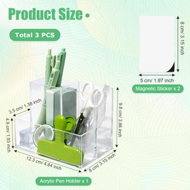 Elezeal Small Acrylic Desk Organizer, Compact Clear Acrylic Pencil Pen Holder, 3 Slots Desktop Desk Tidy Caddy Makeup Brush Sorter Holder for Office Vanity Countertop Bathroom Bedroom-1 Pack