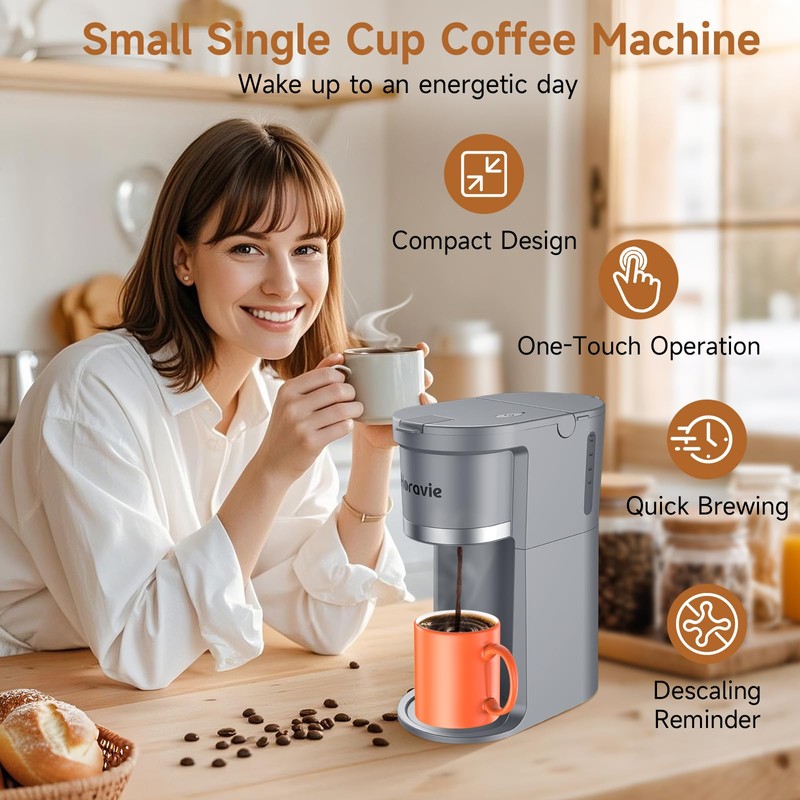 Horavie Small Single Serve Coffee Maker, Fast Brew One Cup