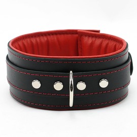 Macon Collar Supreme Lambskin Leather Ultra Soft Padded Choker (Red, Large)