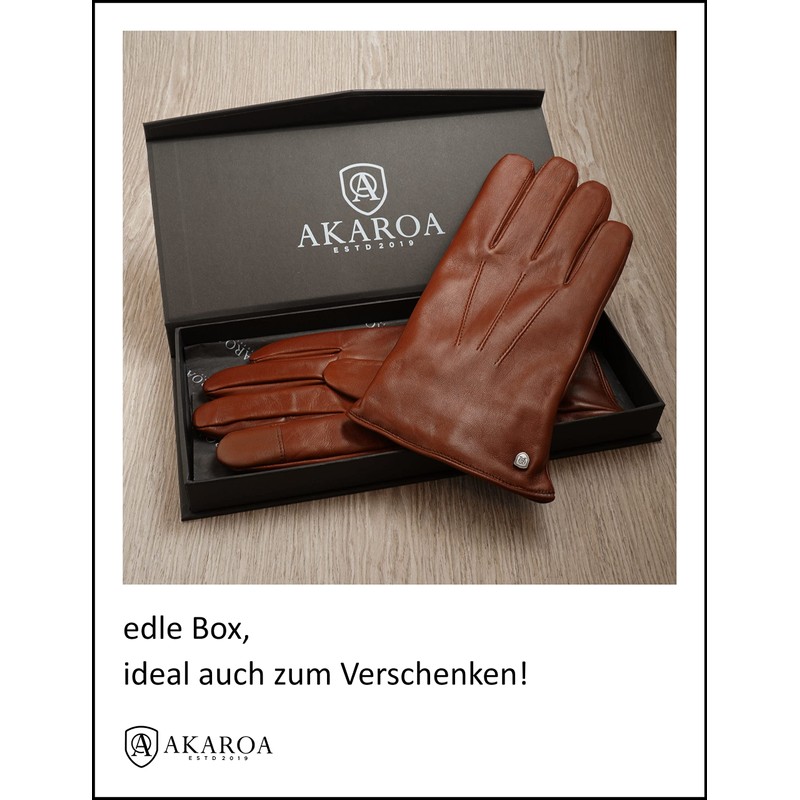 AKAROA ESTD 2019 Men's MAX Leather Gloves, Touchscreen Function, Italian