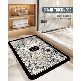 Zavnz Elf Soft Diatomaceous & PU Leather Bath Mat, Non-Slip, Super Absorbent, Quick-Dry Shower Rug for Bathroom, Easy Clean & Fits Under Door (Butterfly Garden, 23.5 * 15.7)