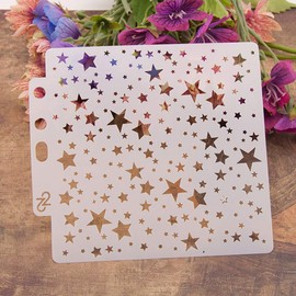 Lottoy Star DIY Hollow Out Design PET Plastic Stencil, Perfect for Textile Design, Wall Design, Windows, Paper, Scrapbooking, Children's Crafts, 14 x 13 cm/5.51 x 5.12 inches