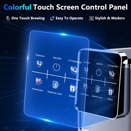 URintells Cuising Espresso Machine 20 Bar,Touch Screen Espresso Maker with Steam Milk Frother,Stainless Steel Coffee Machine for Cappuccino Latte Americano Cold Brew,1350W Fast Heat Up System,Black