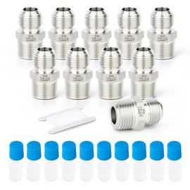 TAISHER 10PCS Forging of 304 Stainless Steel JIC Flare Tube Fittings, 1/4" JIC Male x 1/4" NPT Male, Half Union
