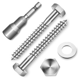 (12-Set) 5/16 x 2-1/2" Lag Bolts for Wood, Stainless Steel Heavy Duty Hex Head Lag Screws, ASME B18.2.1 Commercial/Industrial Grade Mounting Screws Bolts Kit by Marysino