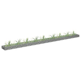 vidaXL Gabion Raised Garden Bed/Flower Planter - Silver Galvanized Steel, Weather-Resistant, 141.7" x 11.8" x 3.9", Durable Outdoor Patio Landscape