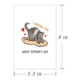 Comting Cute Cat Knead Father's Day Card, Funny I Knead You Card, Cat Hilarious Surprising Card for Cat Daddy, Kitty Lover Fathers Day Card