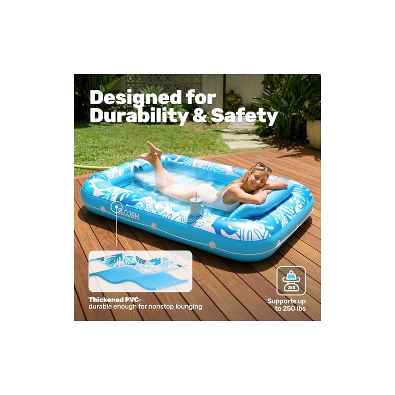 SLOOSH Misting System Inflatable Tanning Pool Lounger Float, 6 in