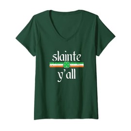 Womens Funny St Patricks Day Shirt Irish Toast Cheers Slainte Y'all V-Neck T-Shirt