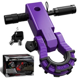 AUTMATCH Shackle Hitch Receiver 2" with 3/4" Mega D Ring Shackle and 5/8" Trailer Hitch Lock Pin, 68,000 Lbs Break Strength Heavy Duty Receiver Towing Kit for Off-Road Vehicle Recovery, Purple