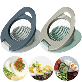 2 Pack Egg Slicer with Stainless Steel Wire Egg Slicer, Multifunctional Egg Cutter for Evenly Slicing Boiled Eggs Ham Banana and Strawberry,Egg Piercer,Egg Cutter