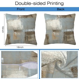 Naqiuli Throw Pillow Covers Grey and Beige Pillow Covers 18x18 Inch Set of 2 Abstract Art Painting Throw Pillows Decorative Pillow Cases Cushion Covers for Bedroom Livingroom Sofa Farm House