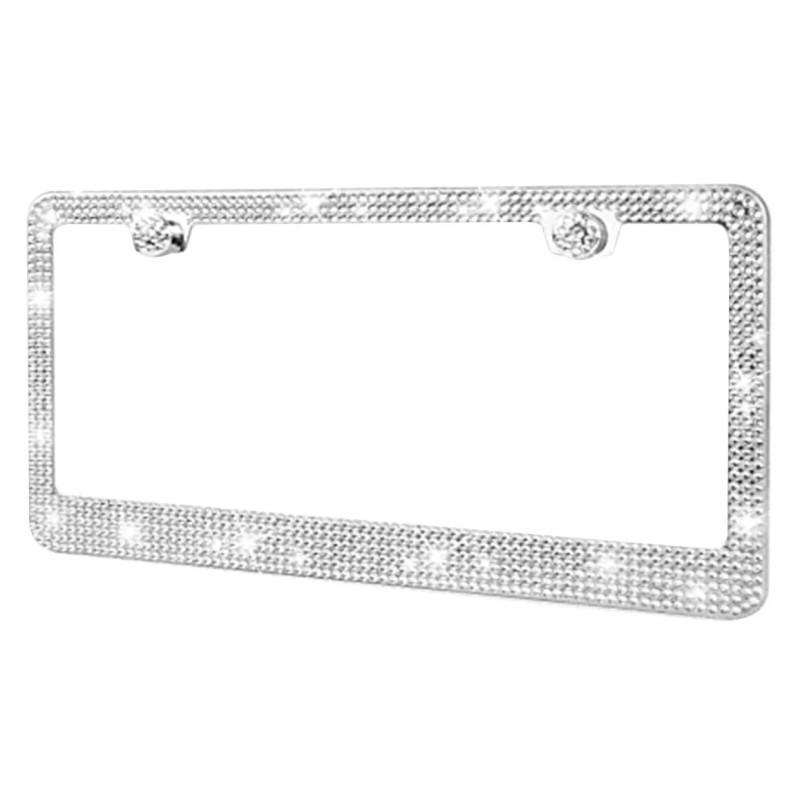 BLVD Rhinestone Unbreakable License Plate Frames Crystal Glitter Label Car