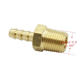 HongBoW Hardware 5 Pcs Brass Hose Fitting,Connector,Hose Barbed Adapter 1/8" Barb x 1/8" NPT Male Pipe(Thread O.D: 0.405")