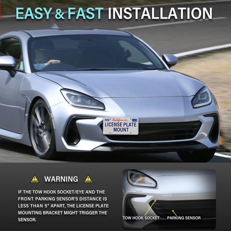 No Drill Front Bumper License Plate Mount Compatible with Compatible