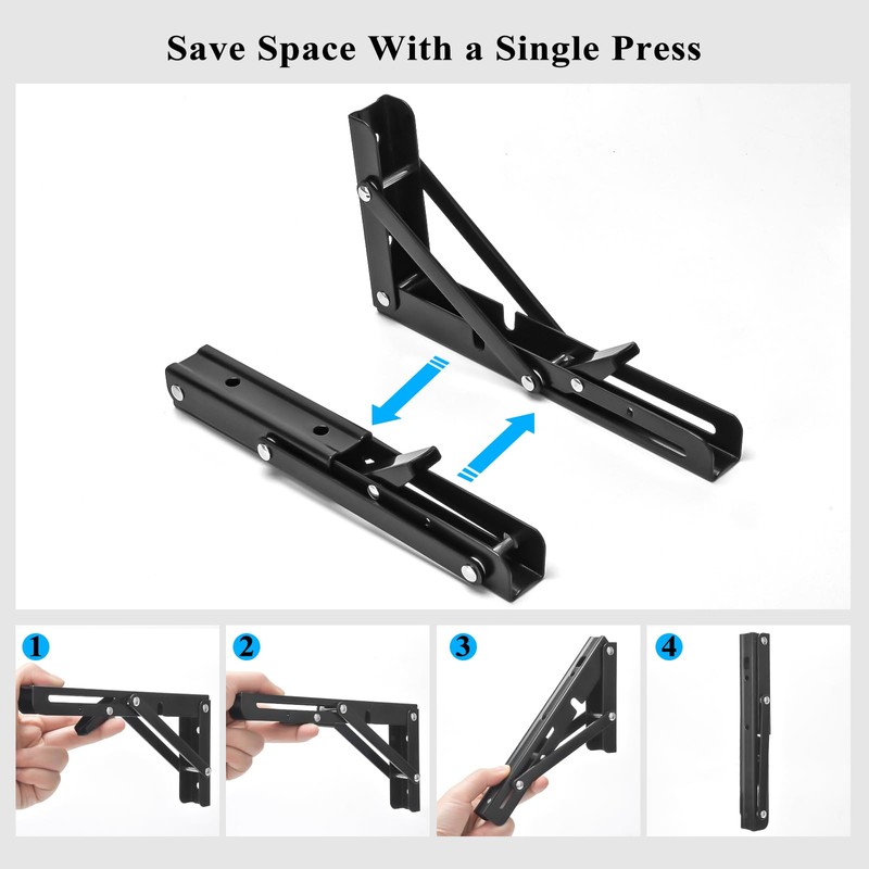 Pack of 2 Folding Console Heavy Duty 200 mm Folding