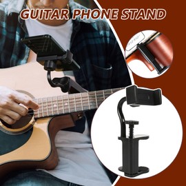 Guitar Phone Holder - Guitar Stand Phone Holder,Smartphone Clip Attachment for Streaming Relaxing Traveling Exercising Watching Reading Video-Calling