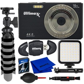 Ultimaxx Essential Point & Shoot Digital Camera Bundle - Includes: Ultra-Bright LED Light Kit with Bracket, Mini “Gripster” Tripod, Ultra-Bright LED Light Kit with Bracket & More (10pc Bundle)
