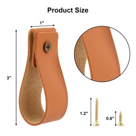 Cosmos 4 Pcs Leather Wall Hooks Wall Mounted Rod Hanger Hanging Strap Leather Curtain Rod Holder Leather Drawer Pulls Hook Strap with Screws for Towel Curtain Kitchen Utensils Rod