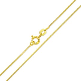 Flexible Strong 1MM Gold Plated .925 Sterling Silver Magic 8-Sided Snake Chain Necklace for Women and Men 18 Inch