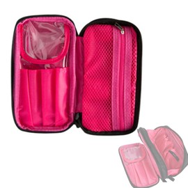 Ginhkok Makeup Pouch, Large Capacity, Dividers, Small Items, Pouch, Cosmetic Storage, Travel, Portable, Travel, Gift, Black