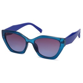 ELOOKUS Stylish Polarized Cat Eye Sunglasses for Women UV400 Protection Fashion Oversized Shades for Outdoor Casual Wear Bold Blue with Neutral Gradient Lenses