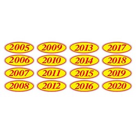EZ-Line Oval Model Windshield Year Stickers for Car Windows Red and Yellow Large Vinyl Dealership Supplies 1 Dozen Pro Pack (2018)