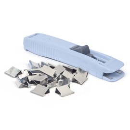 Rapesco 1366 Supaclip 40 Dispenser in Light Blue and 25 Stainless Steel Clips